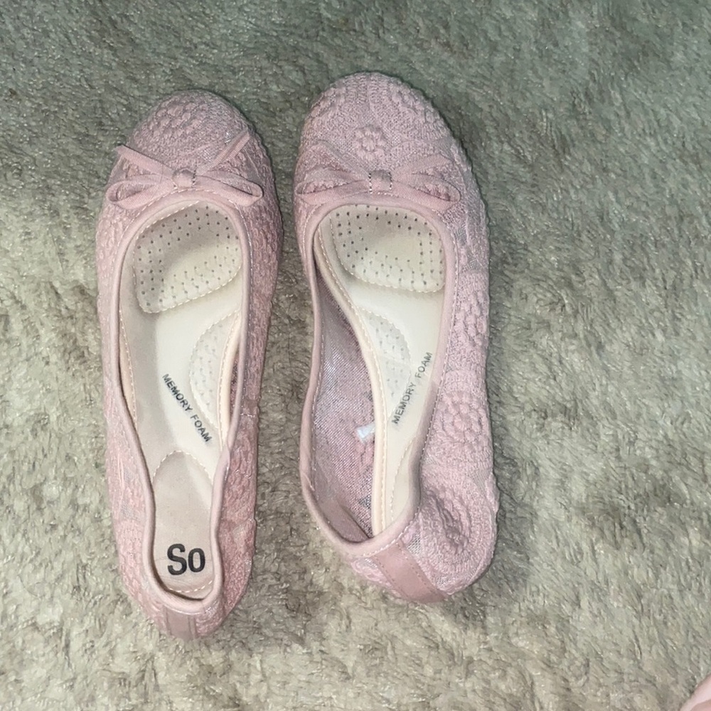 Pink, lace, flats